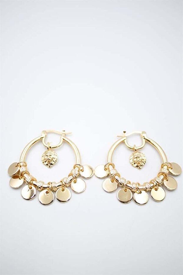 Pullu Halka Küpe - Altın - 2