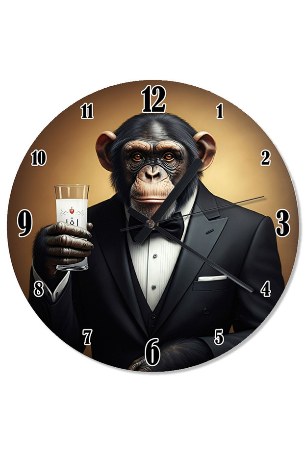 ساعة حائط تناظرية من Tuxedo Chimpanzee
