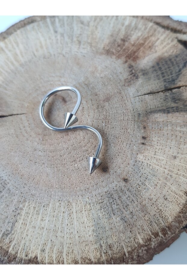 S Kıvrımlı Gümüş Renk Model Piercing Helix Tragus - 2