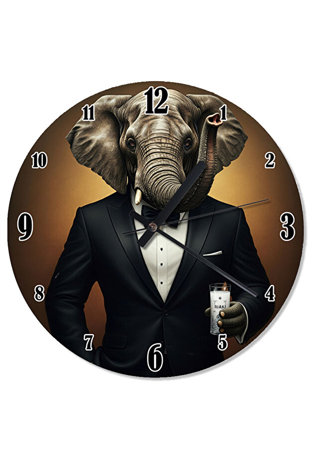 Elephant Pattern Wall Clock in Elegant Tuxedo - 1