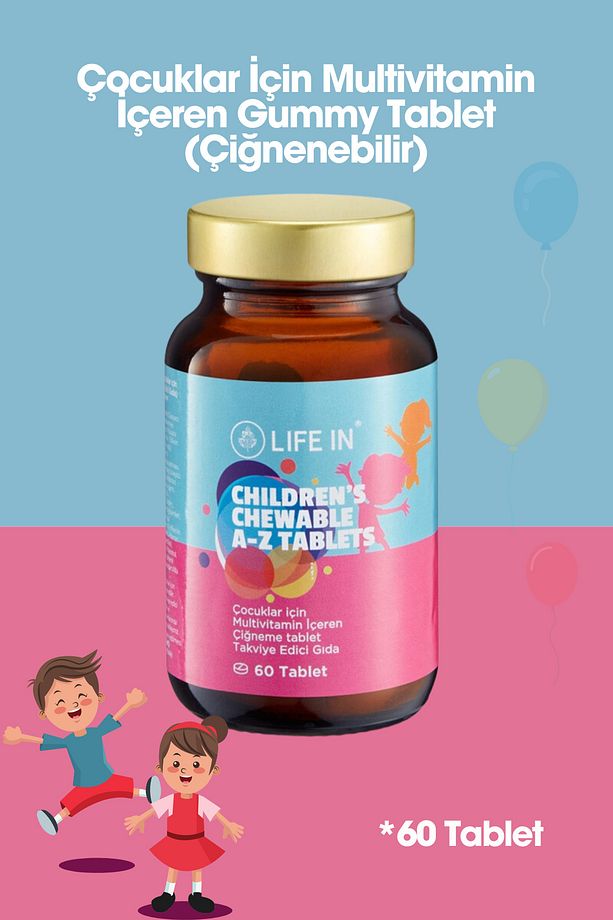 Çiğnenebilir Çocuk Çilekli Multivitamin Tablet A-Z 60 Adet, çocuk vitamin, çilekli vitamin - 2