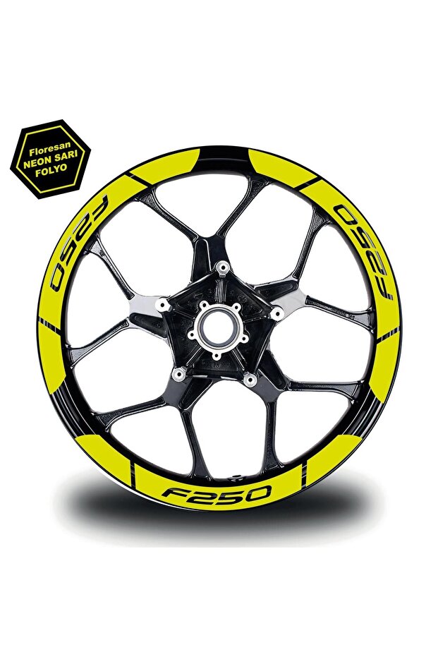 Neon Yellow Bajaj F250 Wide Rim Sticker Label Model