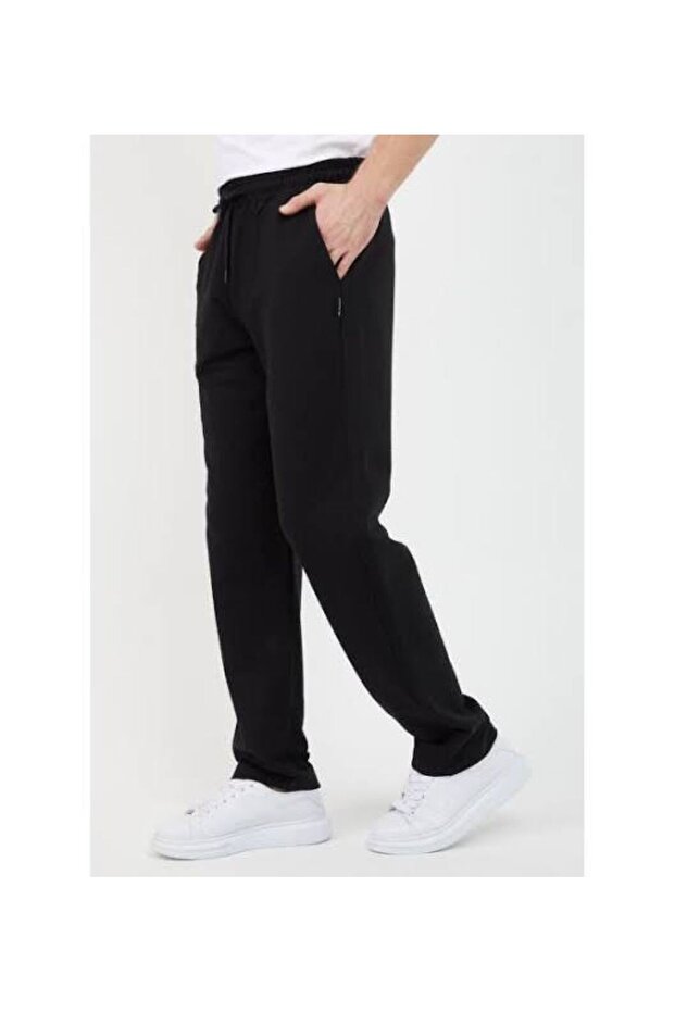Straight Leg Black 3 Thread Men's Sweatpants