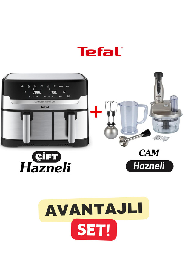 8,3L Aile Boyu Çift Hazneli Premium Airfyer + Cam Hazneli Tefalin En Güçlü Blender Mutfak Robotu - 1
