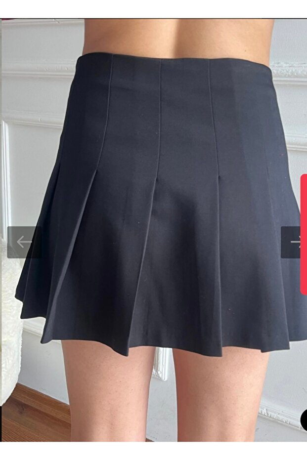 Siyah Pileli mini etek - 2
