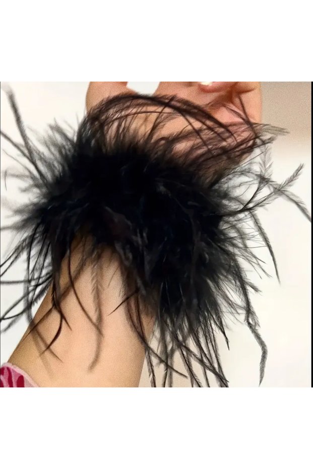 2Pcs Black Feather Bracelet, Women Accessories Arm Cuff Bracelet