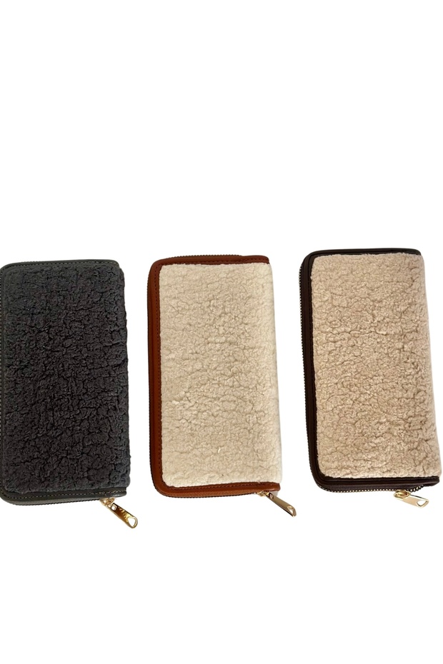 Teddy Peluş Cüzdan Krem-Taba - 3