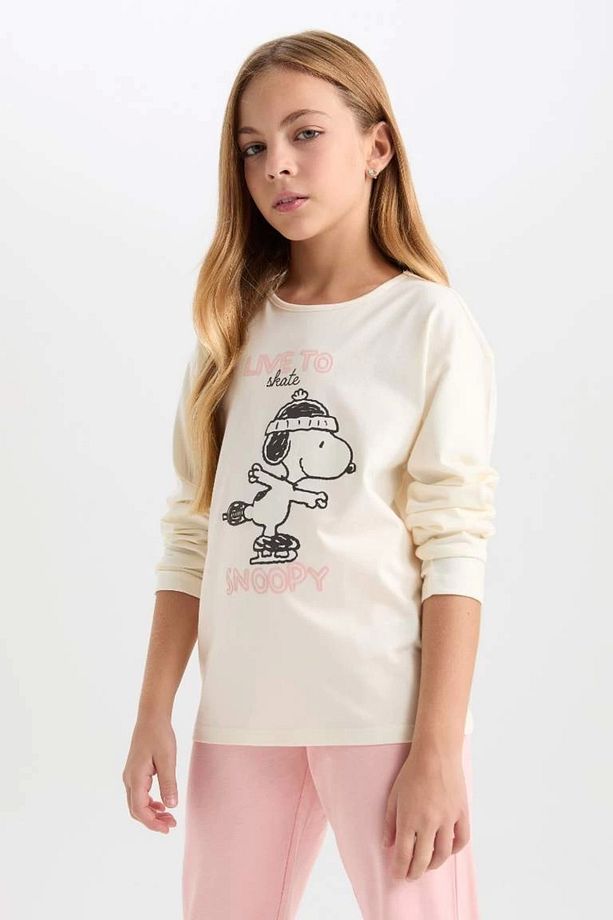 Kız Çocuk Pijama Takımı Snoopy Uzun Kollu Üst Beli Lastikli Uzun Alt D9176a824wn - 3