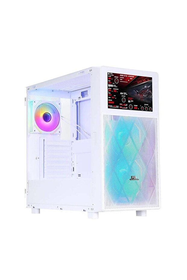 PowerBoost PB-P4367BW USB 3.0 LCD Mesh ARGB ATX Mid Tower Beyaz Kasa - 2