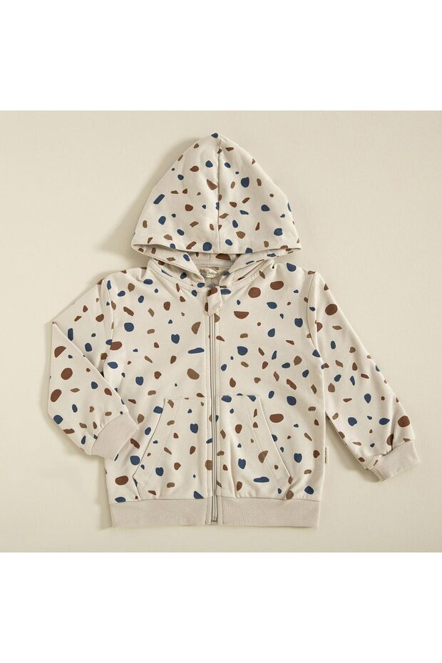 Abstract Fermuarlı Sweatshirt Indigo - 1