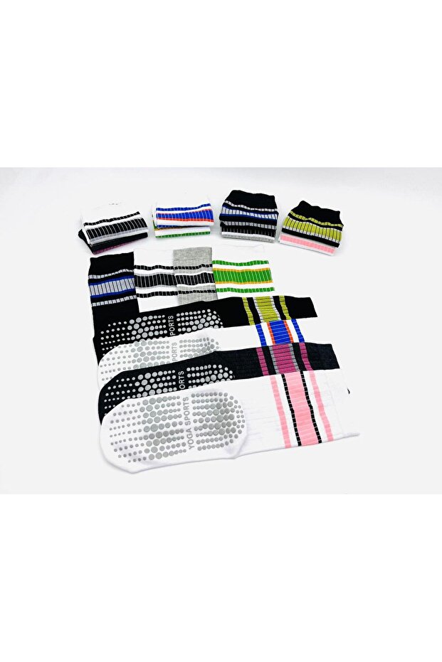 Women's 6-Piece Anti-Slip Sole Striped Plates&Yogo Socks