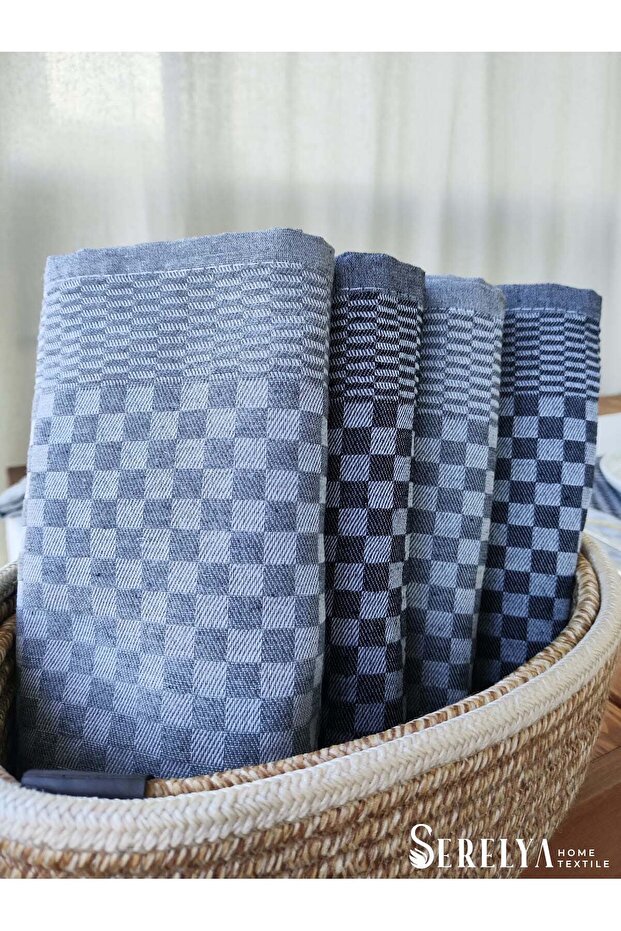 40X60Cm Checkerboard Pattern Black and Dark Grey Kitchen Napkin - Stylish Design, Premium Look