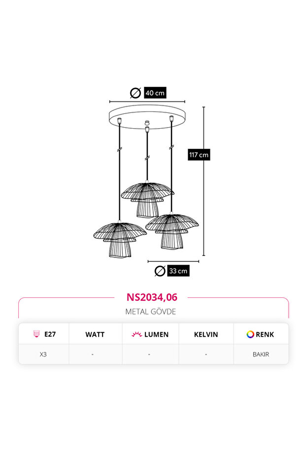 Üçlü Sarkıt Bakır NS2034 - 4