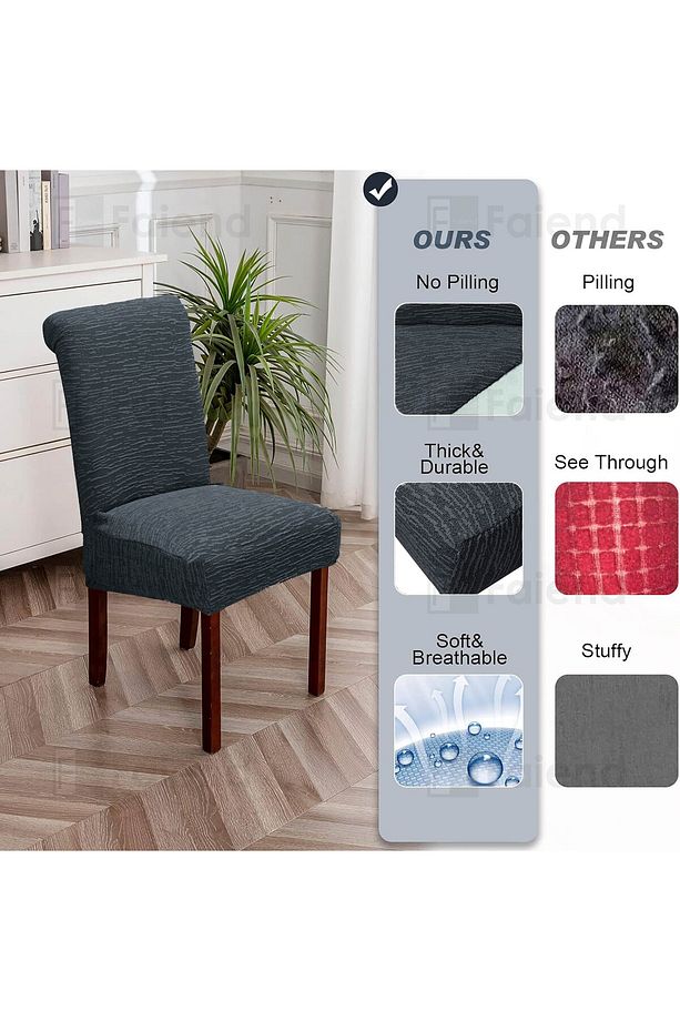 Lastikli JAKARLI Esnek Sandalye Örtüsü Düz Desen Sandalye Kılıfı (tekli) - 3
