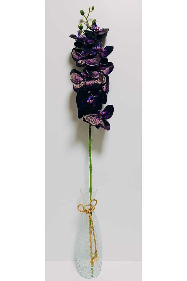 Yapay Dal Baskılı Islak Doku Orkide Çiçeği 88 Cm Mor-Siyah - 3