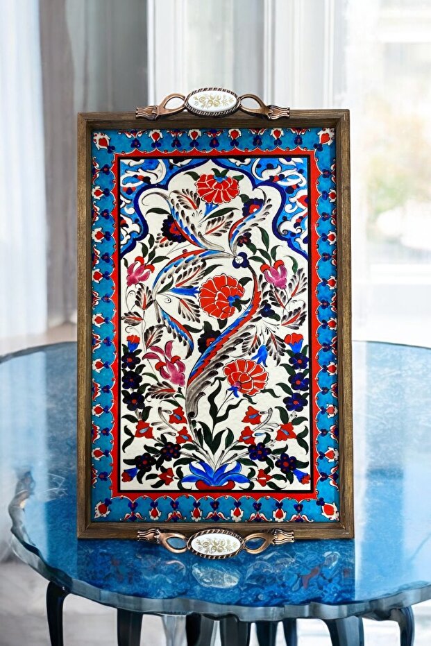 صينية تقديم مصنوعة يدوياً، مقاس 25×40 سم