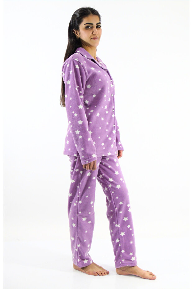 Front Buttoned Polar Pajama Set - 2