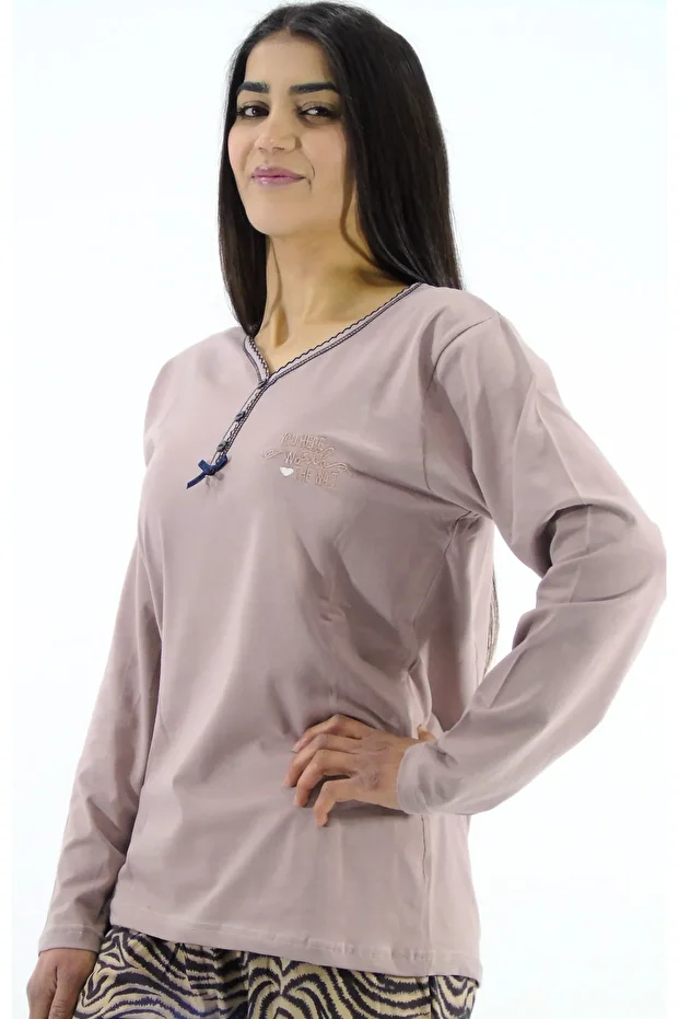 V Yaka İnterlok Pijama Takımı - 3