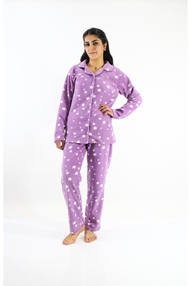 Front Buttoned Polar Pajama Set - 1
