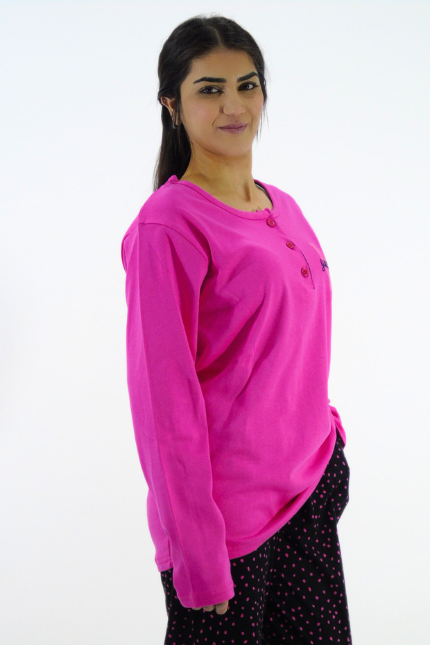 Crew Neck Interlock Pajama Set - 4