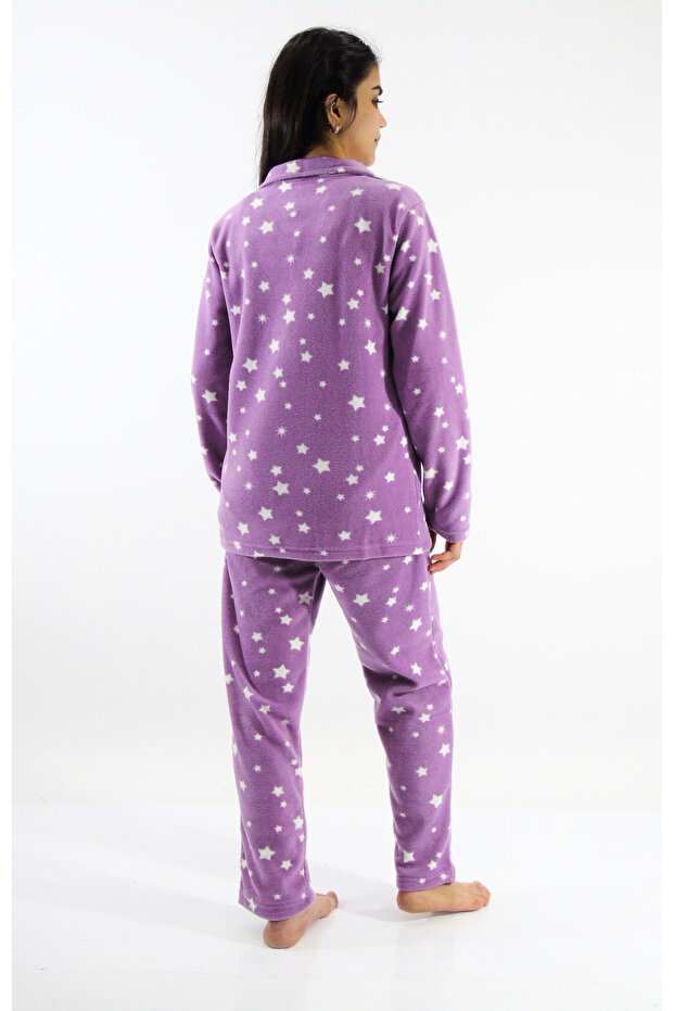 Front Buttoned Polar Pajama Set - 4