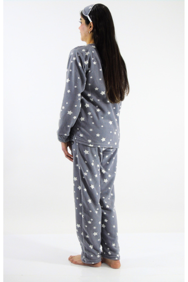 طقم بيجامة صوف منقوشة بنجوم - 2