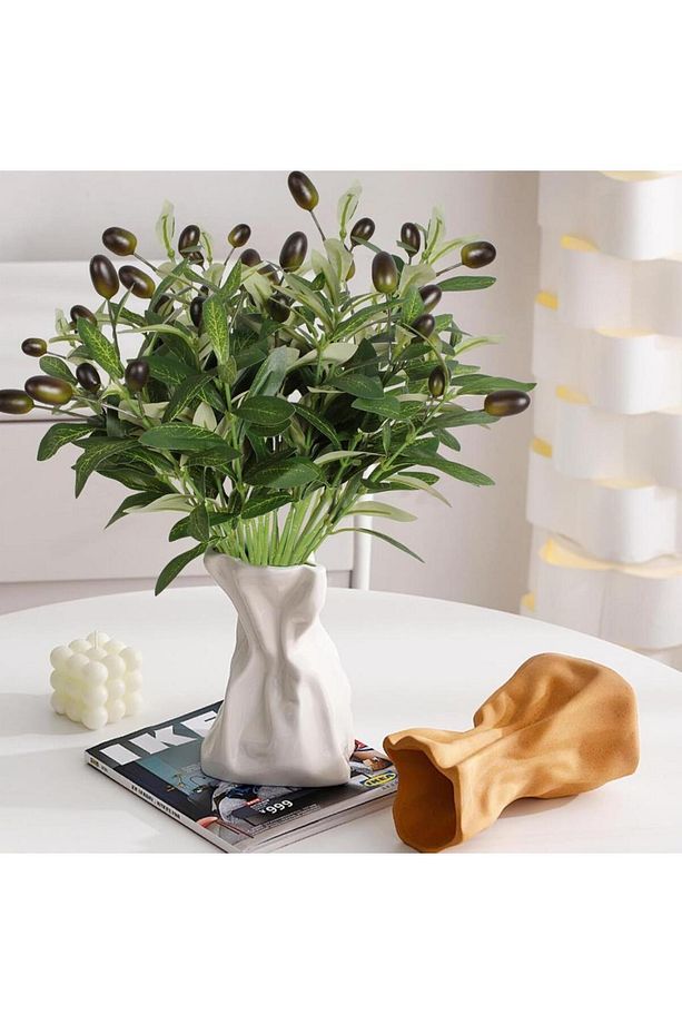 Yapay Zeytin 40cm 5 Dallı 10 Meyveli Demet Yapay Çiçek Artificial Olive - 1