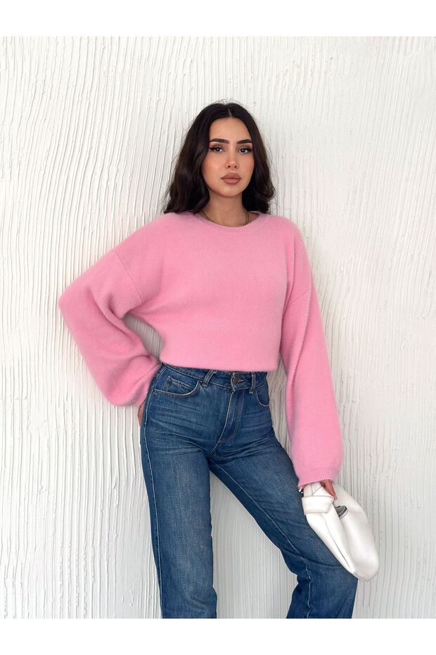 Oversize Kısa Sakallı Kalın Kazak - 1