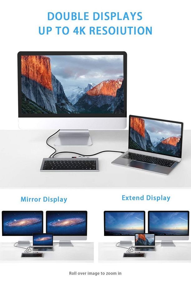 USB Çoğaltıcı USB-C Hub USB Çoklayıcı Dock Station HDMI VGA Ethernet Çevirici MacBook Hup - 8