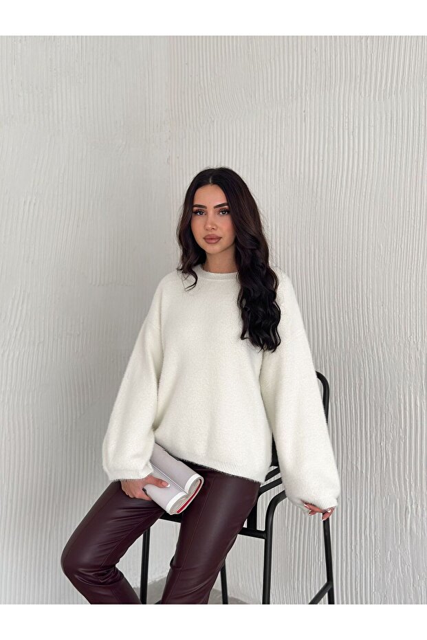 Oversize Kısa Sakallı Kalın Kazak - 5