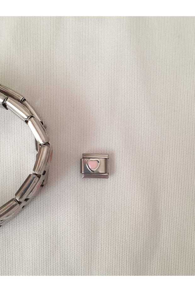 Steel Pink Heart Italian Charm