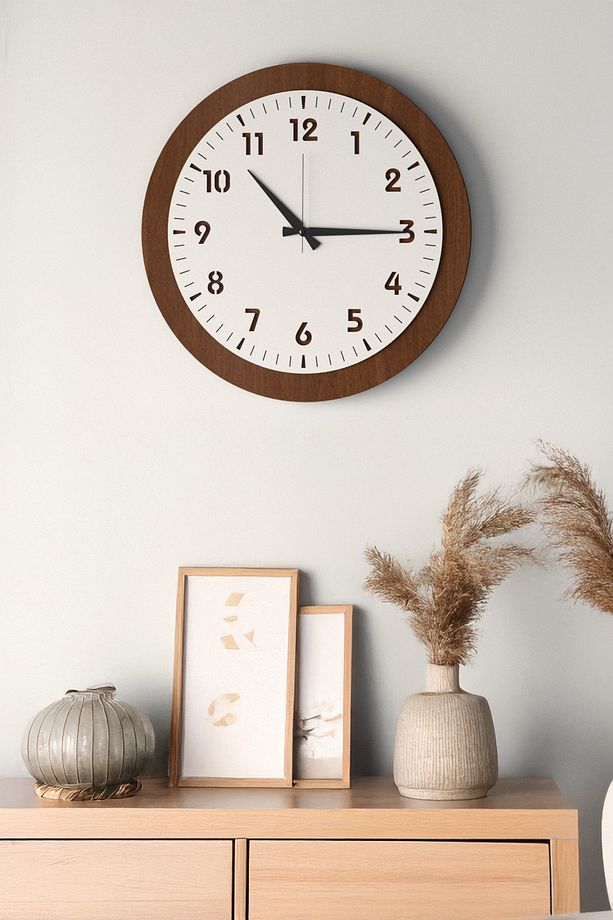 Dekoratif Yeni Modern Maia Ahşap Duvar Saati 48cm - 3