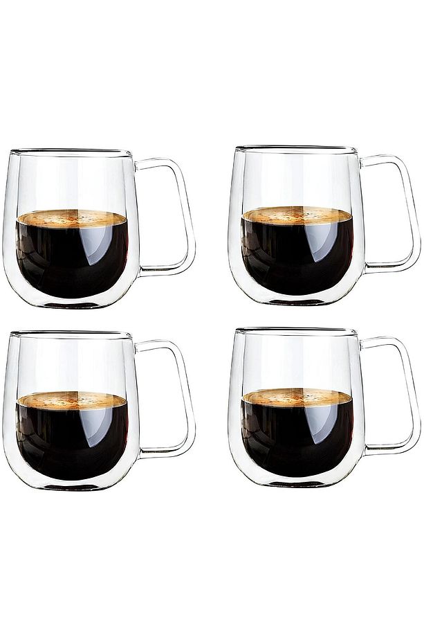 Çift Cidarlı Borosilakat Cam Nescafe, Latte, Filtre Kahve Kupası 250ML Çay Kupası 4 ADET FF1010 - 1