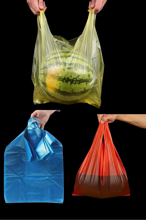 3 Kilogram 3 Boy Kalın Renkli Pazar Poşeti Karpuz Poşeti Manav Poşeti Küçük-Orta-Büyük Boy - 1