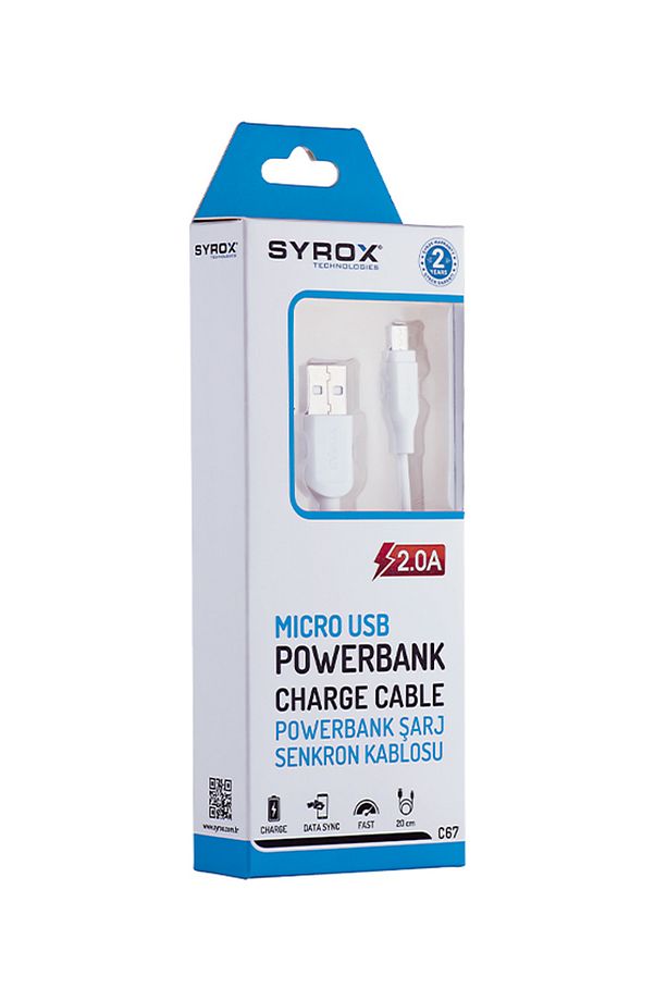 C67 Micro Usb - Usb Kısa Şarj Kablosu 2a 20cm - Beyaz - 2