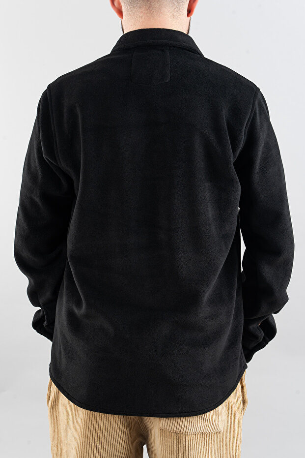 Schwarzes Herrenhemd aus Fleece mit bequemer Passform - 4