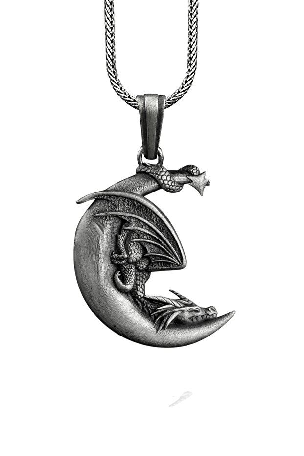 Uyuyan Ejderha Gümüş Kolye - 1