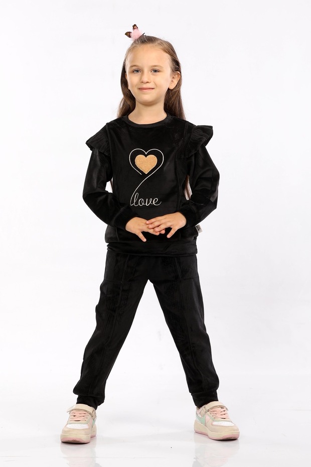 Girls' Velvet Top and Bottom Tracksuit Set – Ages 2-9 – Soft Fabric / Winter Set