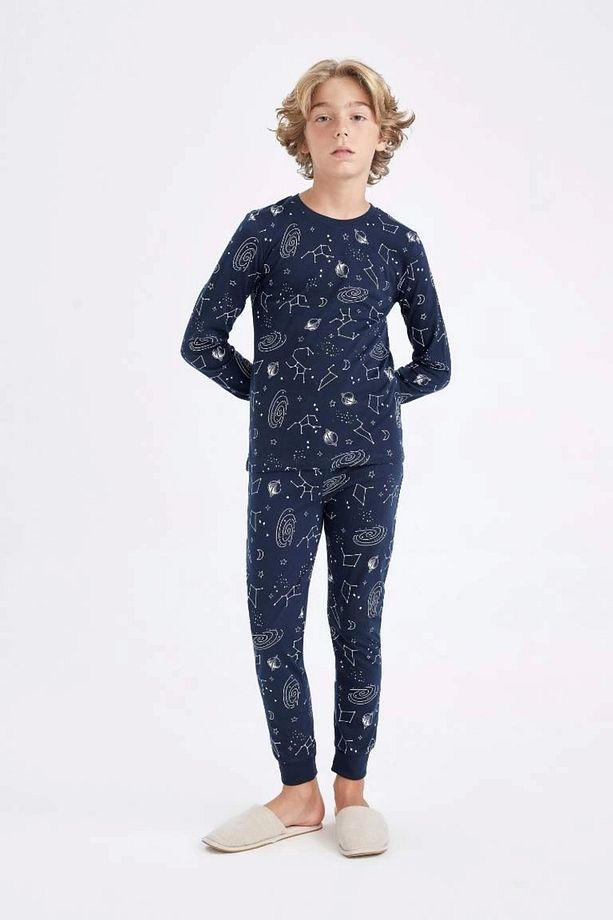 D2897 Desenli Uzun Kollu Pijama Takımı - 1