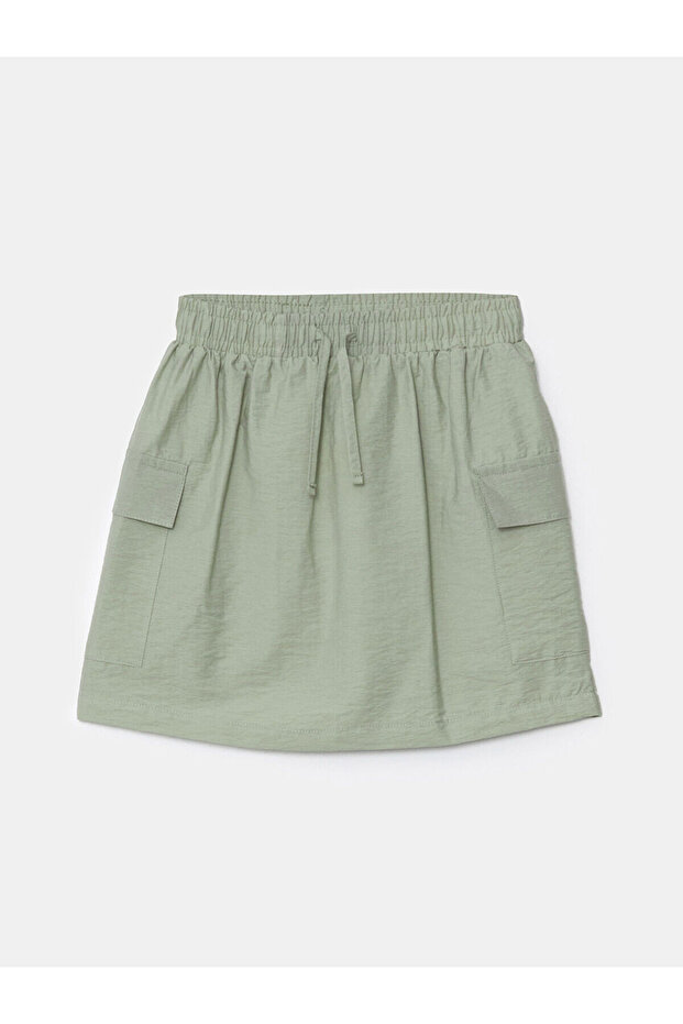 Lcw Kids Girl's Light Khaki Cargo Skirt - Elastic Waist
