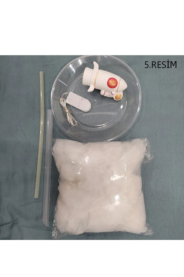 25 CM Dekoratif ve İlginç Roket Üzerinde Uçan Astronot Led Gece Lambası - 5