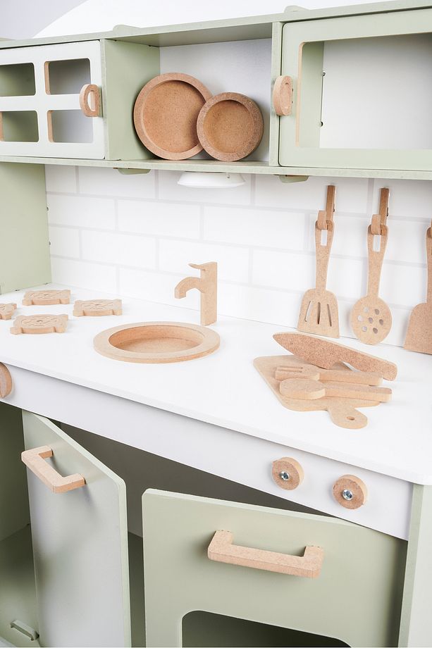 Montessori Ahşap Oyuncak Çocuk Mutfak Seti 1 Led Hediye - 4