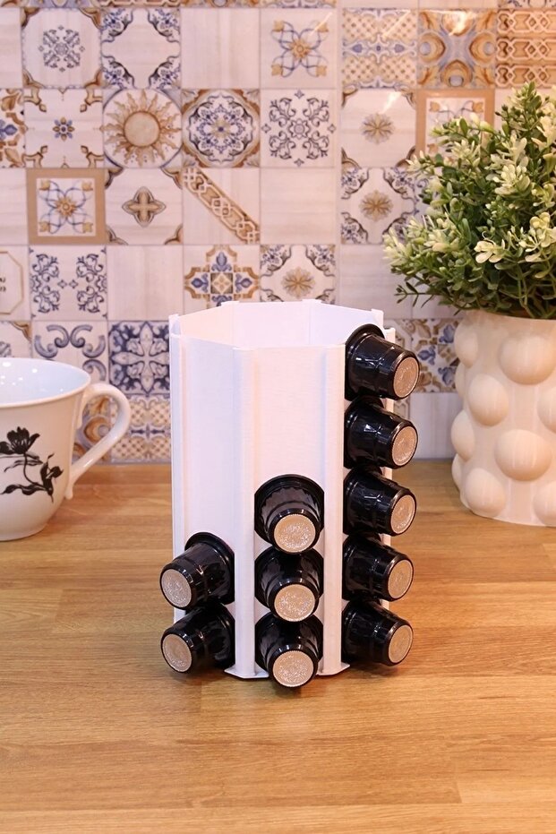 Capsule Coffee Stand Decorative Multi-Purpose Black 40 Capsules White