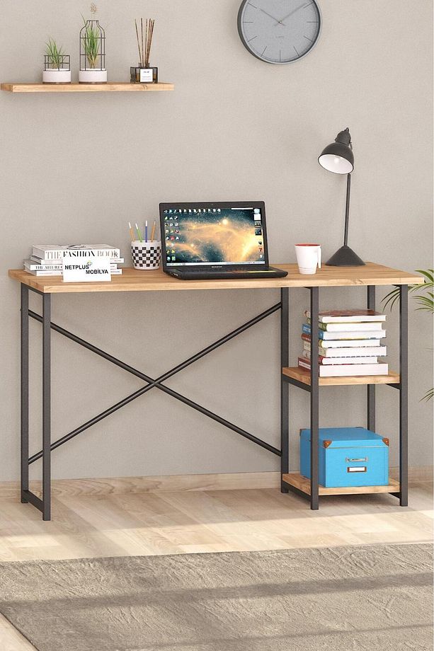 Çalışma Masası Bilgisayar Masası Ofis Ders Yemek Masası Laptop Ofis Masası 56x116ceviz - 1