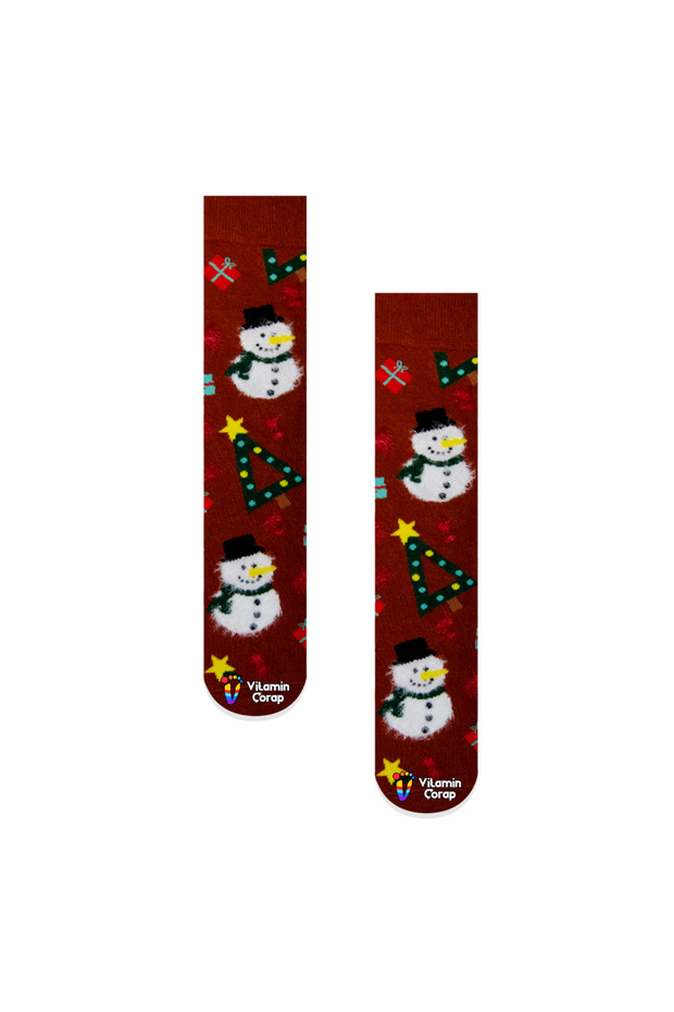 Snowman Furry Colorful Socks