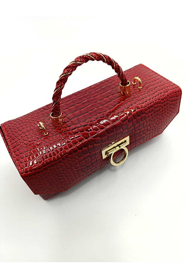 Crocodile Rectangular Red Bag - 2