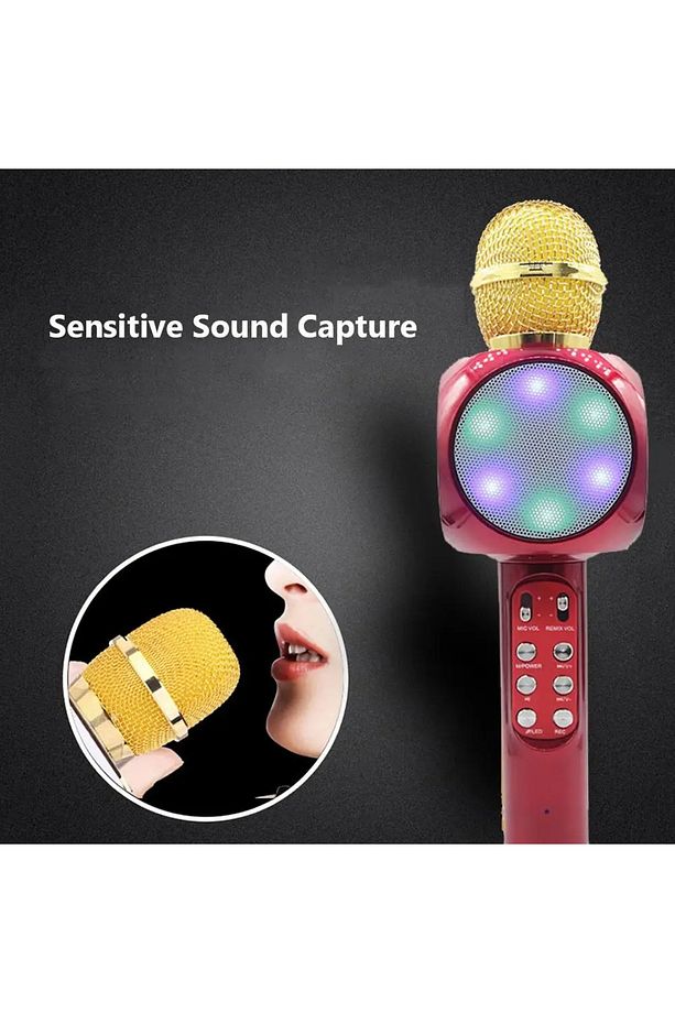 Karaoke Mikrofon , Bluetooth Özellikli  Çocuk Mikrofonu Karaoke Işıklı Mikrofon - 2
