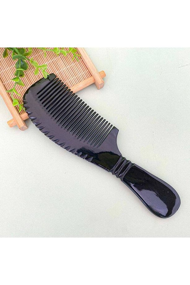 Doğal Kemik Tarak Sığır Boynuzu 18 Cm Saç Tarağı Hakiki El Yapımı Saplı Şık Siyah - 2