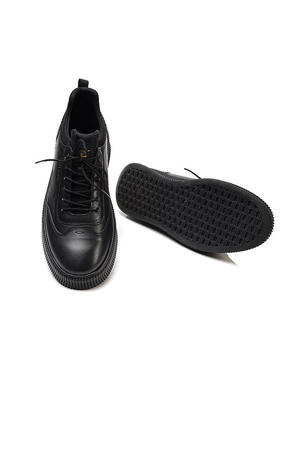 00281 Siyah Erkek Hakiki Deri Casual Ayakkabı - 5