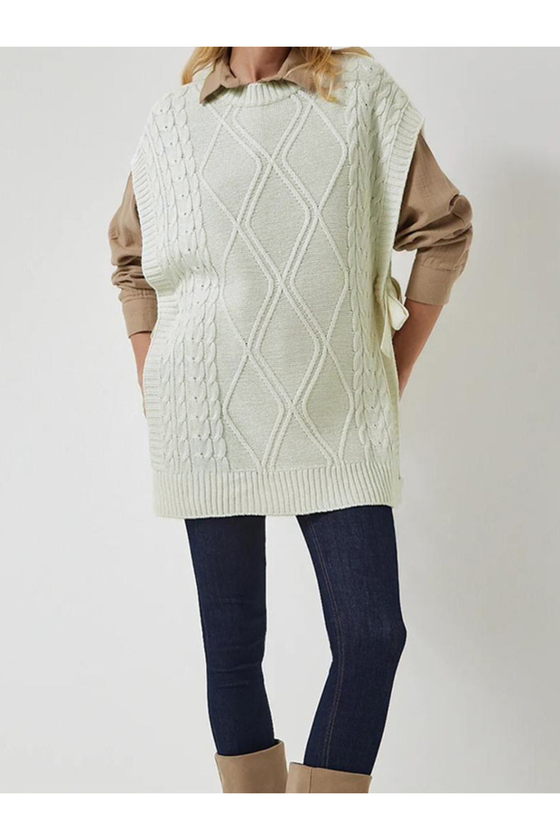 Women's Sweater with Side Tie Knitting Detail 75cm